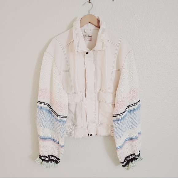 Free People Loose Thoughts Crotchet Sleeve Jacket! Size M - Picture 3 of 5